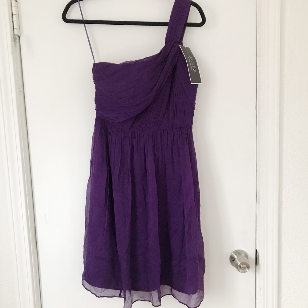 NWT J. Crew One-Shoulder Purple Cocktail Dress